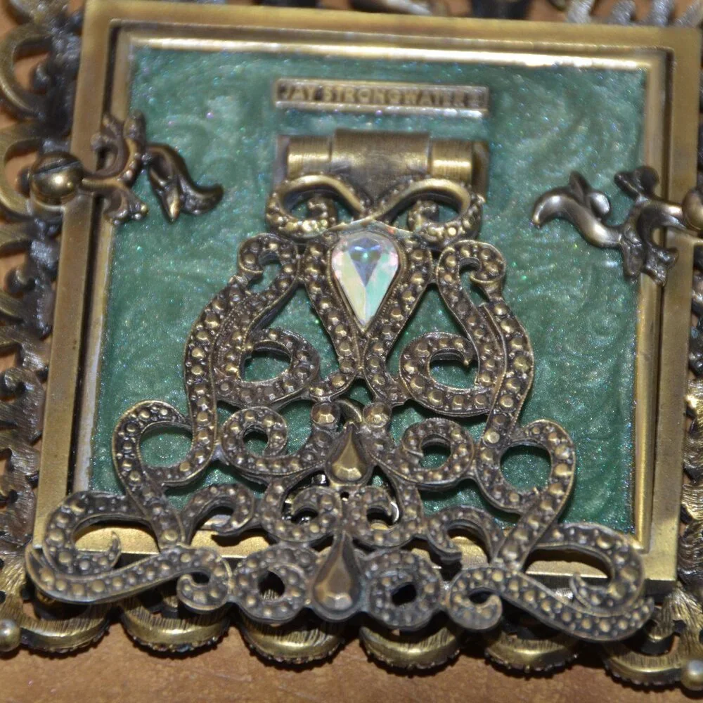 RARE JAY STRONGWATER GUARDIAN ANGEL CHERUB TUILIERES SCROLL CRYSTAL ENAMEL FRAME